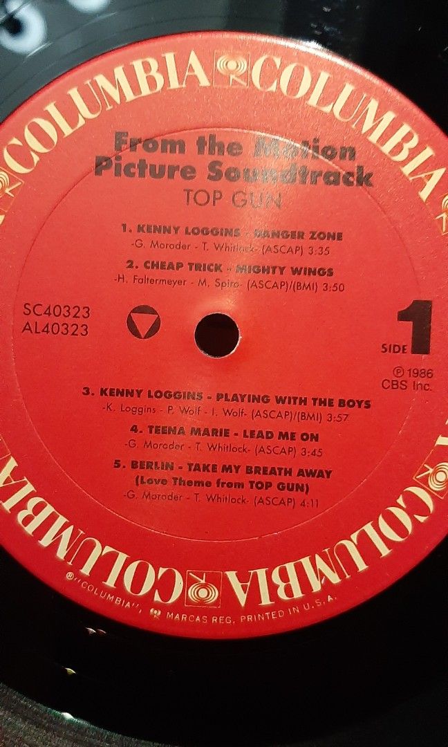 Plaka/ vinyl record.TOP GUN original motion soundtrack, Hobbies & Toys
