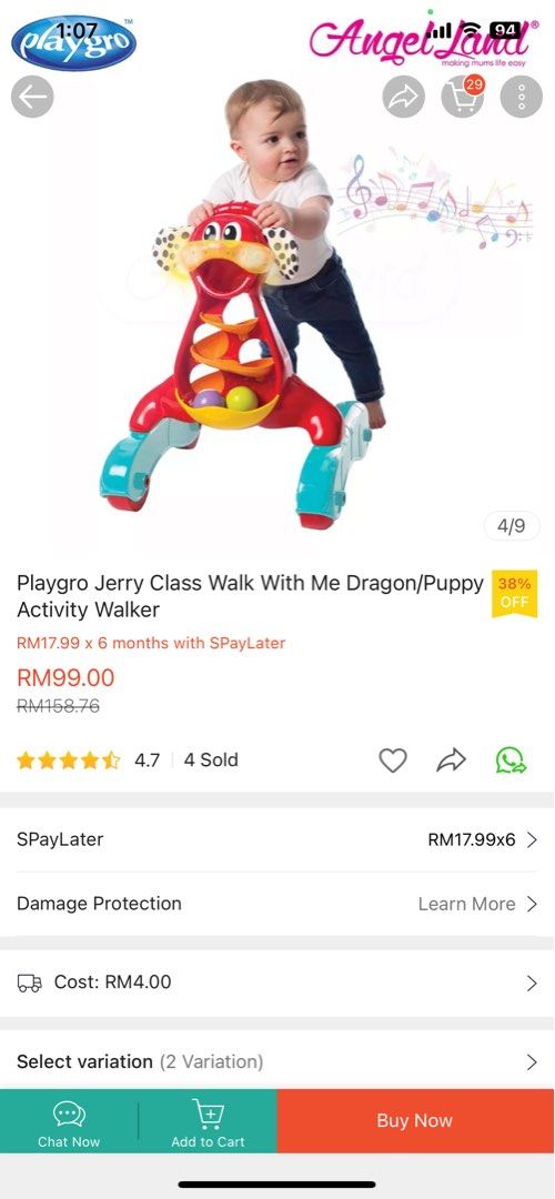 Playgro top dragon walker
