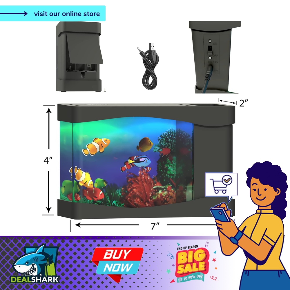 Playlearn Mini Aquarium Artificial Fish Tank with Moving Fish USB Battery Powered Fake Aquarium Toy Fish Tank with 3 Fake Fish Pet Supplies Homes Other Pet Accessories on Carousell