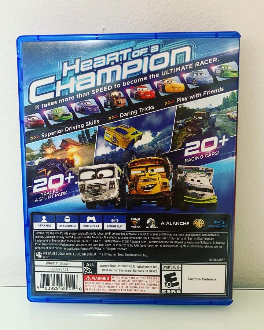 PS4 Games Disney Pixar Cars 3 Driven To Win, Video Gaming, Video Games