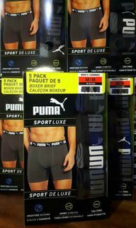 PUMA SPORTS LUXE MEN"S BOXER BRIEF 5/PACK