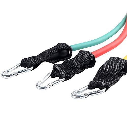 REEHUT Resistance Band Set 12 Pack Set Include 5 Stackable Exercise Bands with Carrying Case Door Anchor Attachment and Legs Ankle Straps with