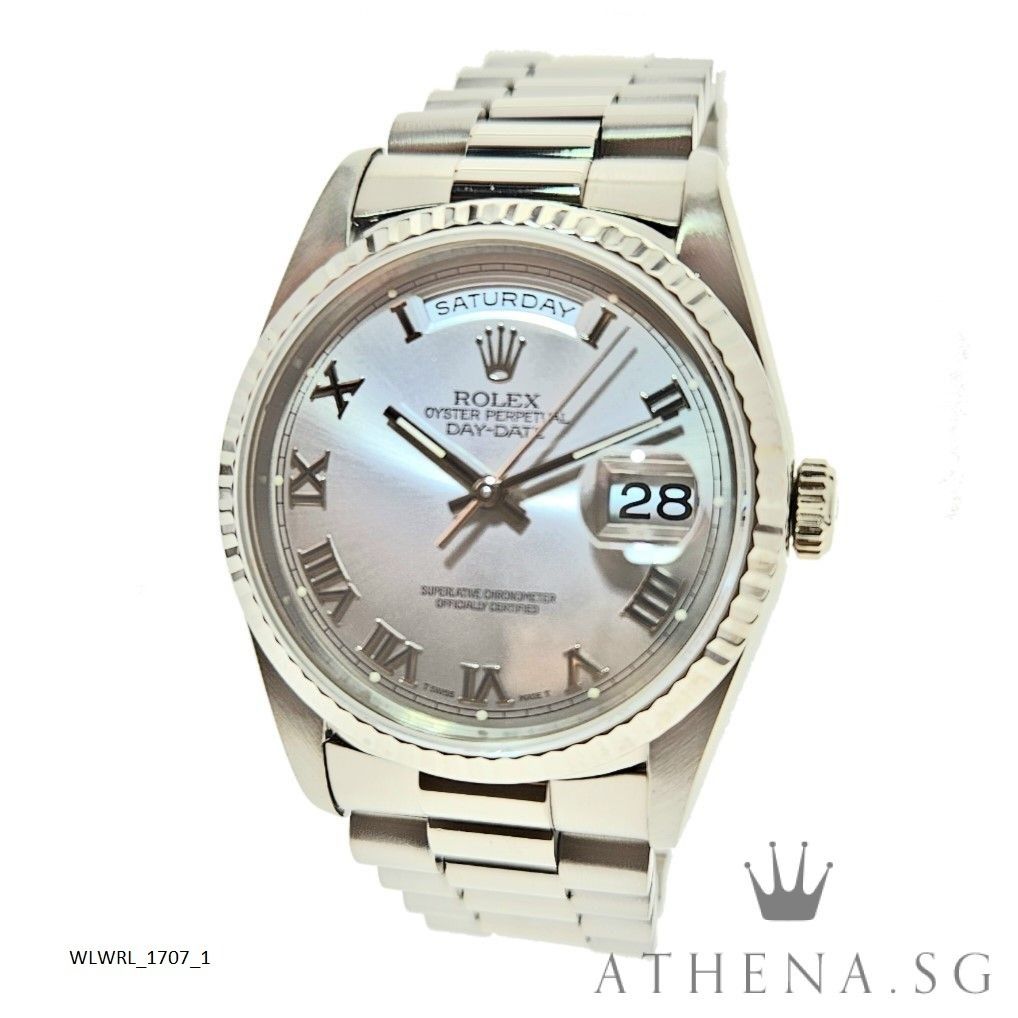 ROLEX 18K WHITE GOLD OYSTER PERPETUAL DAY DATE 36MM S SERIES