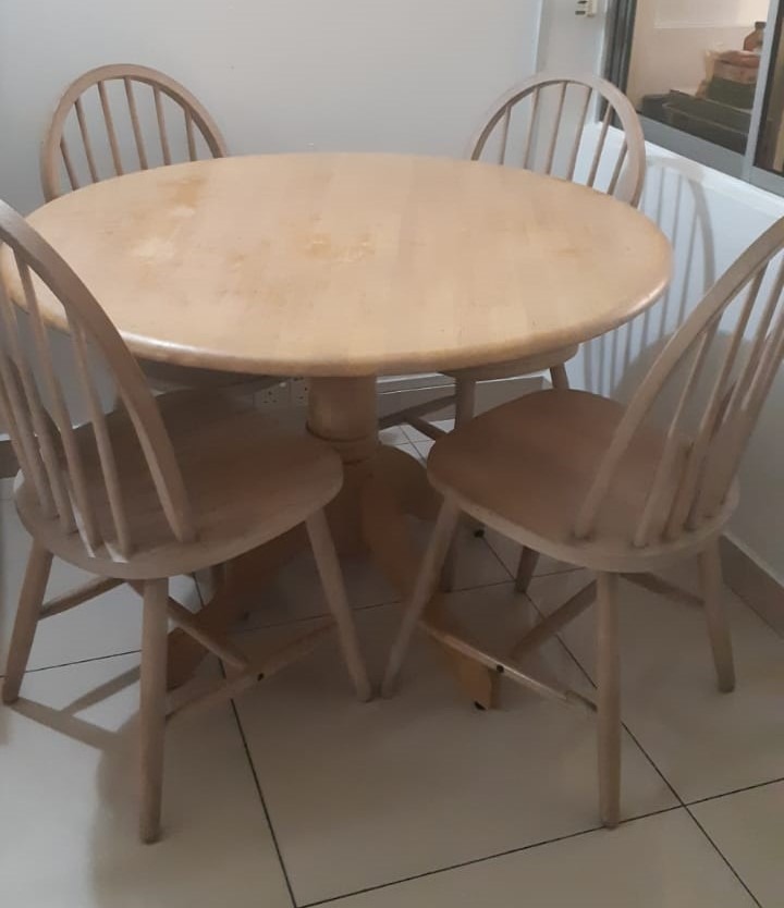 Ikea Round Table with 4 chairs, Furniture & Home Living, Furniture