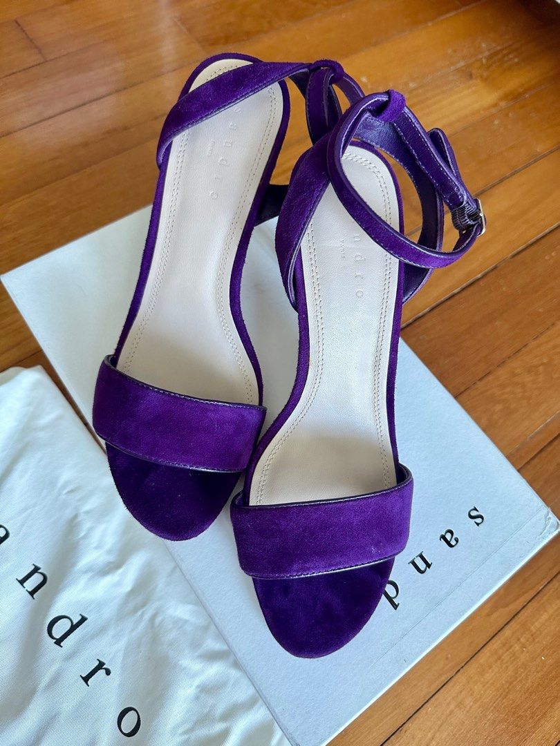 Purple suede cheap block heels