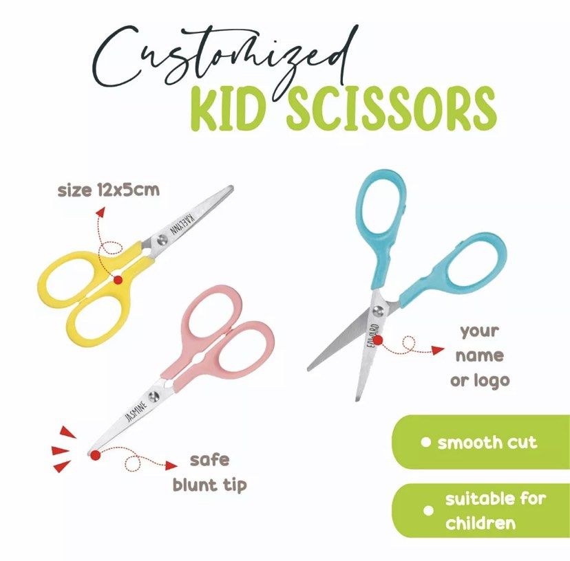 Kids Scissors Engraved and Personalized With Child's Name 