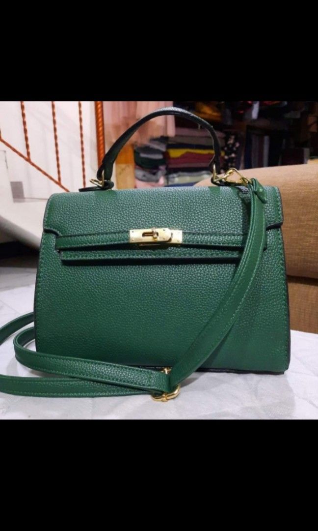 Secon- tas wanita -warna hijau botol super mewah, Fesyen Wanita, Tas