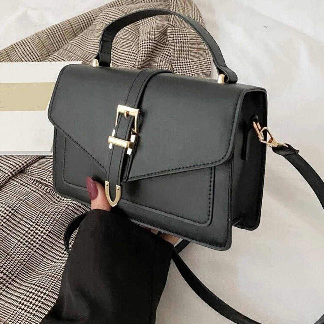 SHEIN Patent Leather Purse Crossbody Hand Chain Black White Brown Medium  Handbag