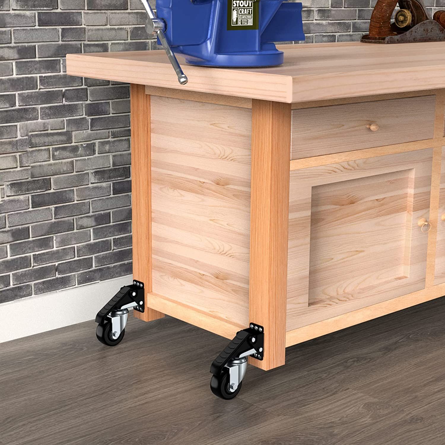 SOLEJAZZ Workbench Caster Wheels 920 LB Retractable Casters 3" Heavy