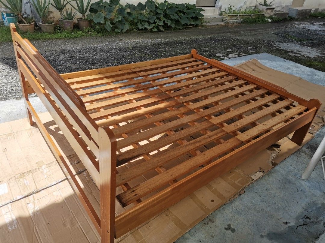 Solid Wood Bed Frame Queen, Furniture & Home Living, Furniture, Bed