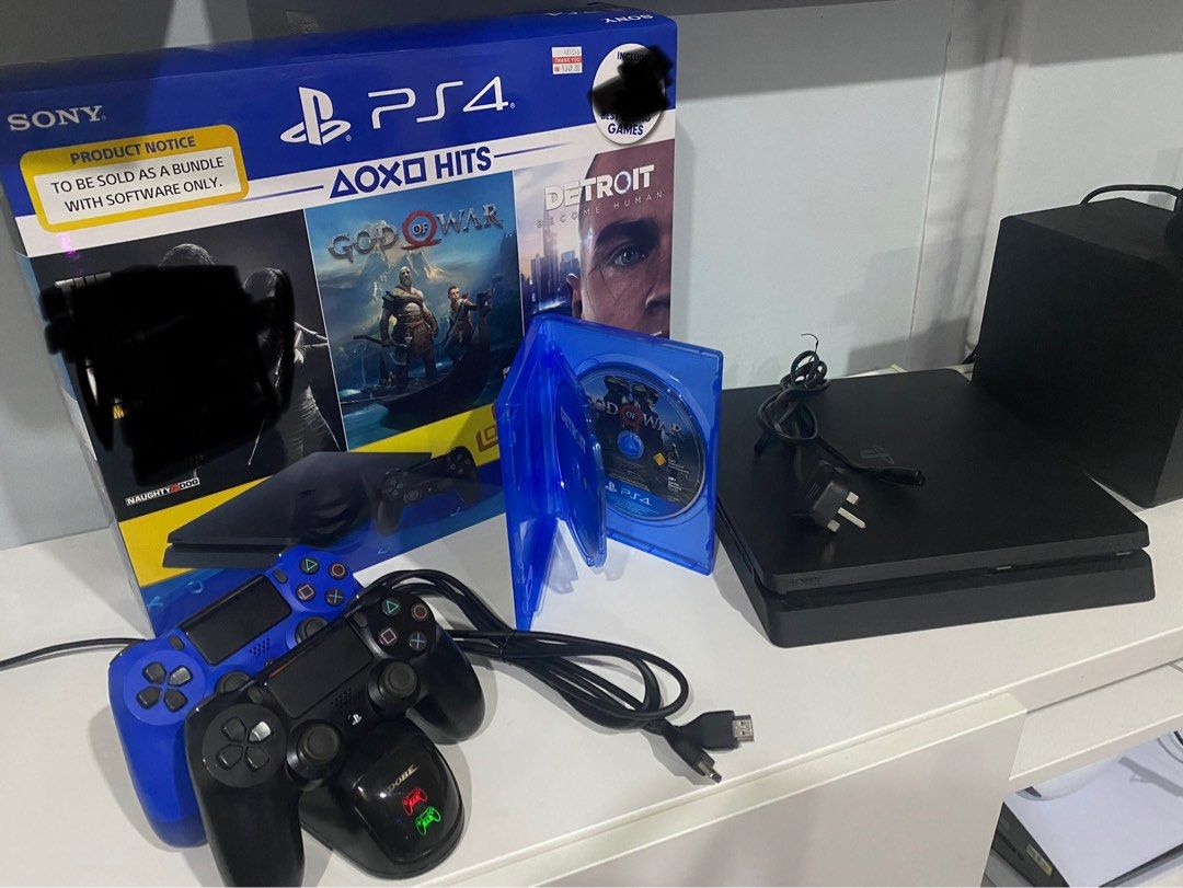 Sony PS4 PlayStation 4 Slim 500GB 1 Additional Original DualShock 4 Controller 2 Game Discs