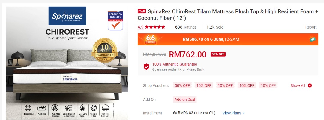 Chirorest plush mattress deals