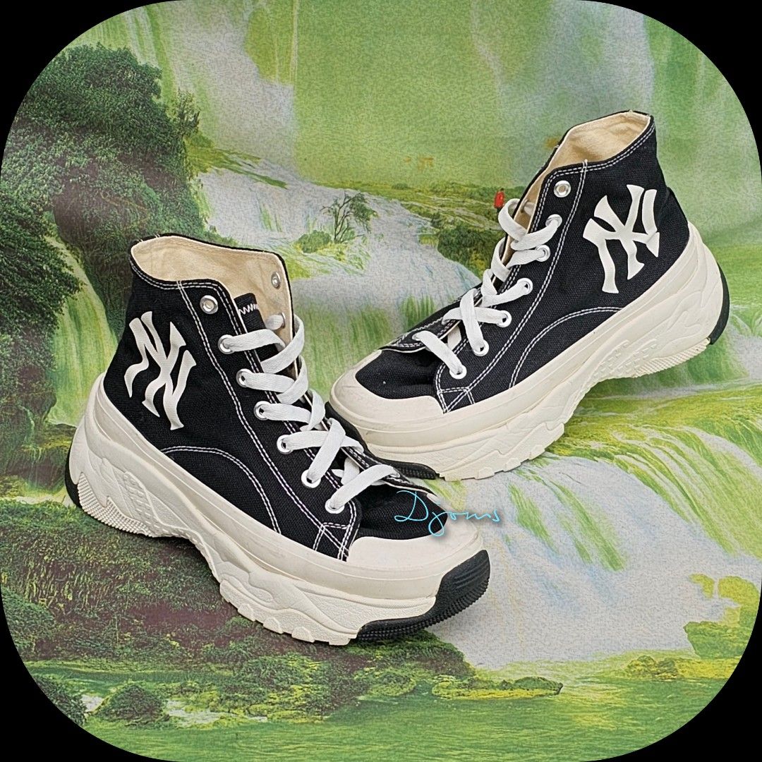 MLB Chunky High New York Yankees NY Shoes Baseball Sneakers 32SHU1111-50L  Black