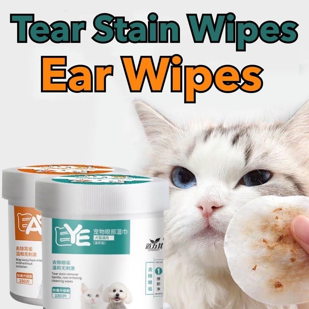 Tear Stain Remover Wipes & Ear Wipes Mites Pet Wipes with Aloe Vera non