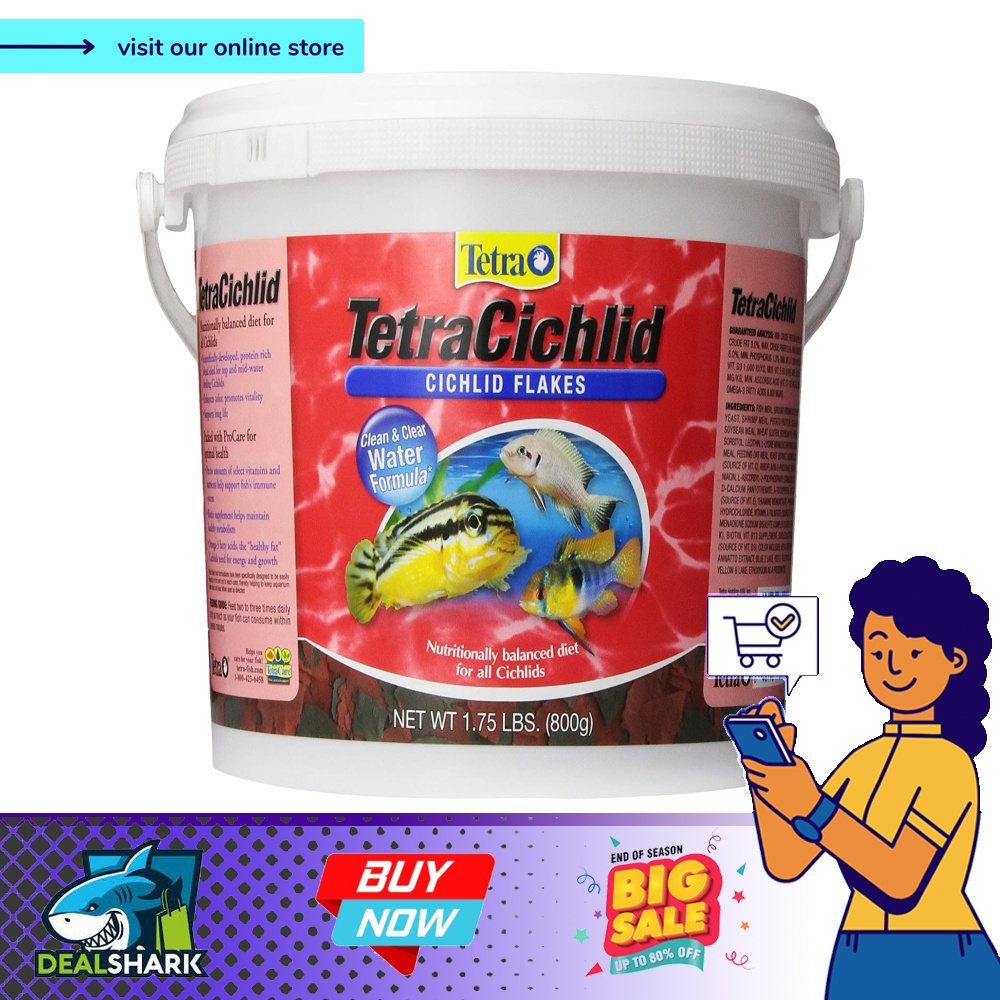  TetraCichlid Cichlid Flakes 1.75 Pounds, Fish Food, Clear Water  Advanced Form