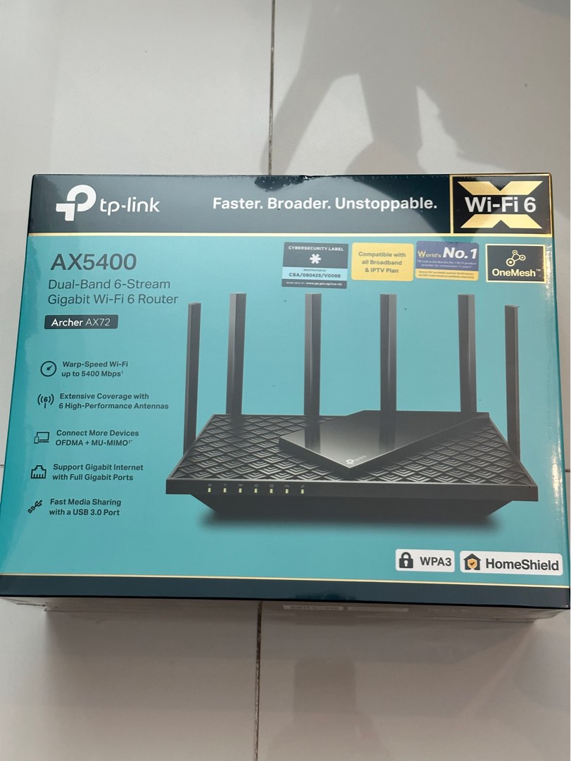 TP-Link AX72 AX5400 Dual-Band Gigabit Wi-Fi 6 Router,Black,Archer AX72 ...