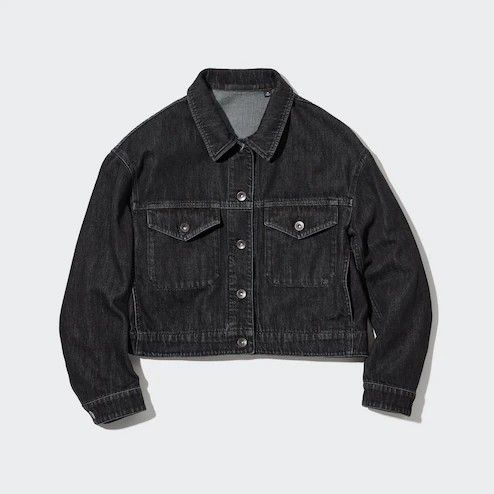 Black denim jacket uniqlo discount