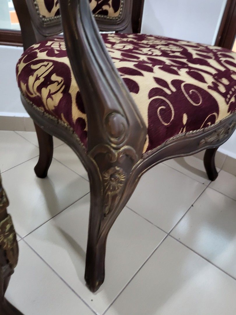 Vietnam Antique Embroidered Chairs, Furniture & Home Living, Furniture