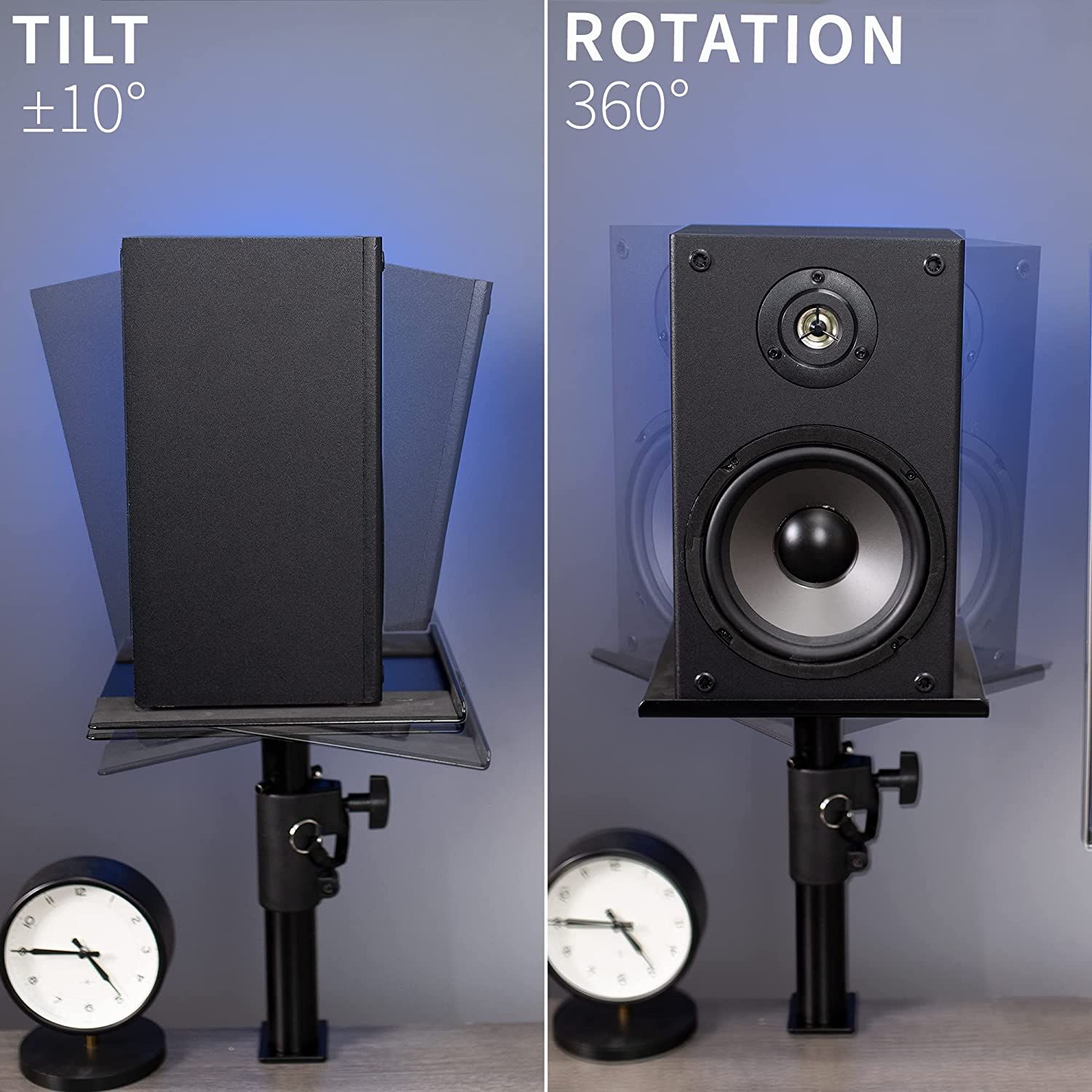 VIVO Clampon Speaker Stand Desk Mount Set, 10 x 9 inch Trays, Height
