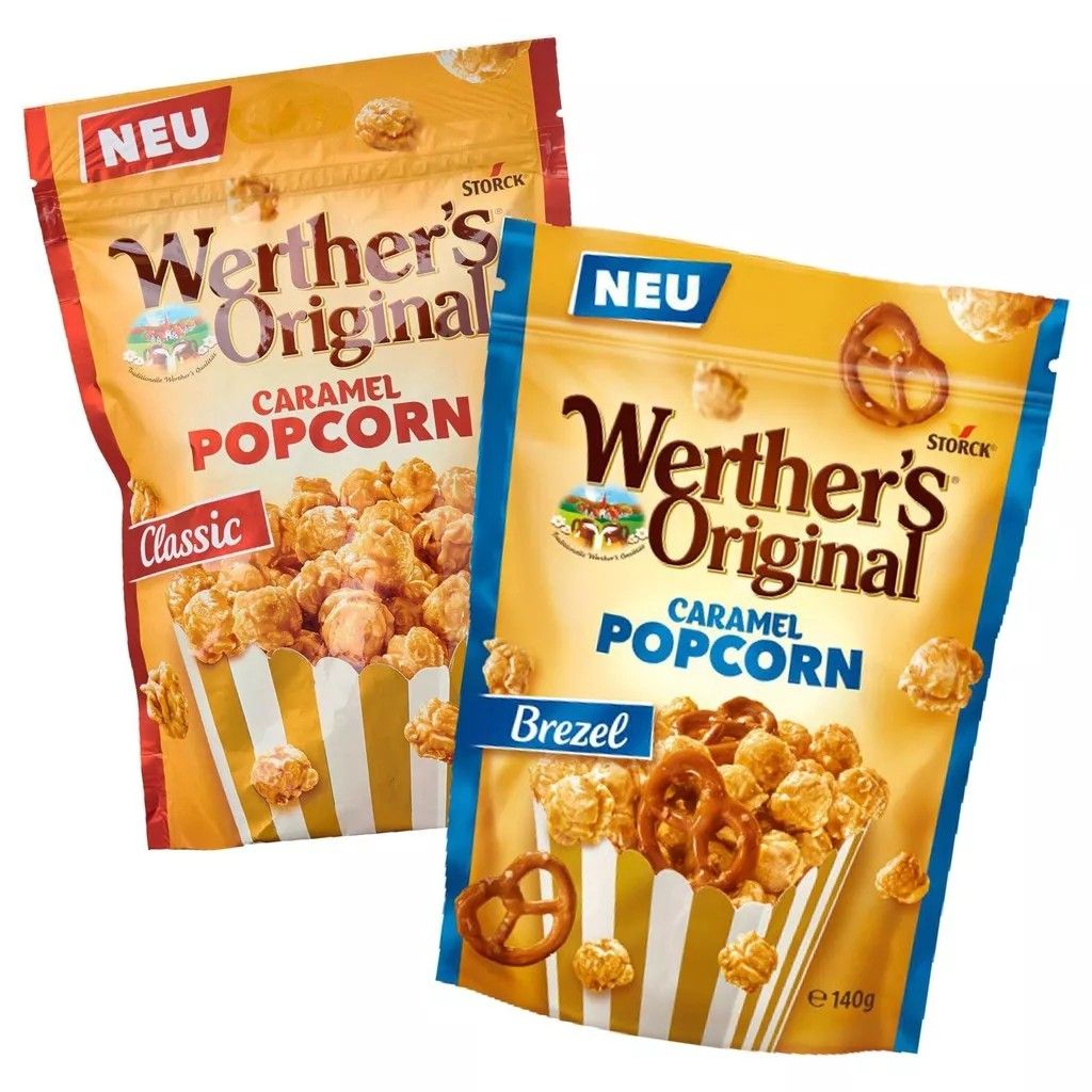 Werther's Caramel Popcorn 140g classic caramel popcorn pretzel sticks ...