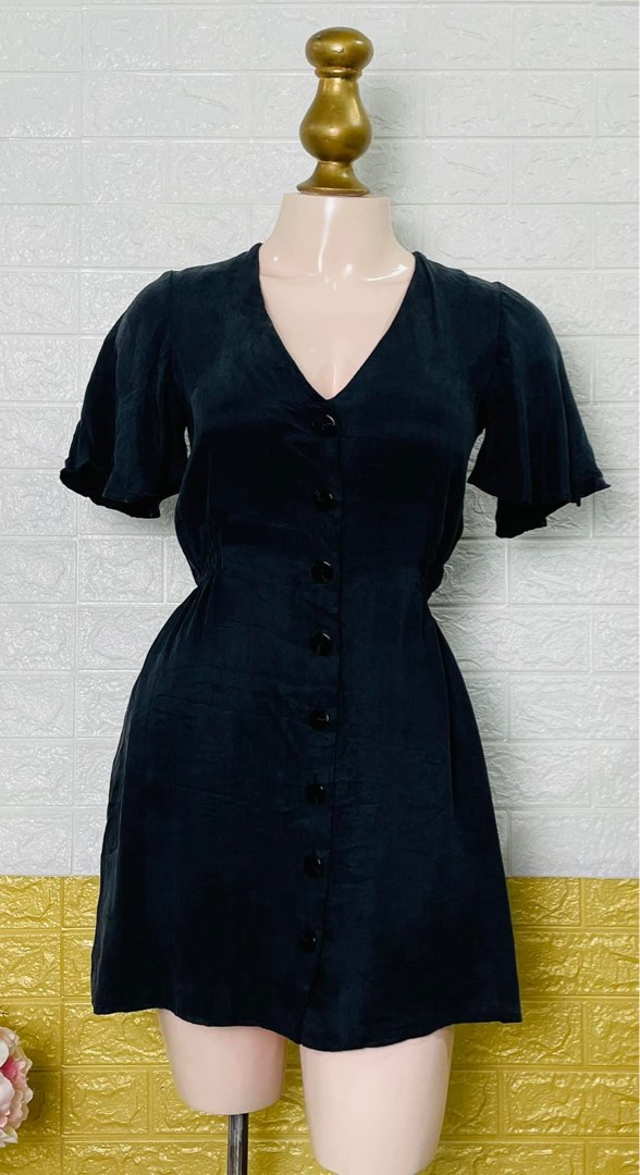 Zara Buttoned Down Black Dress, Women's Fashion, Dresses & Sets