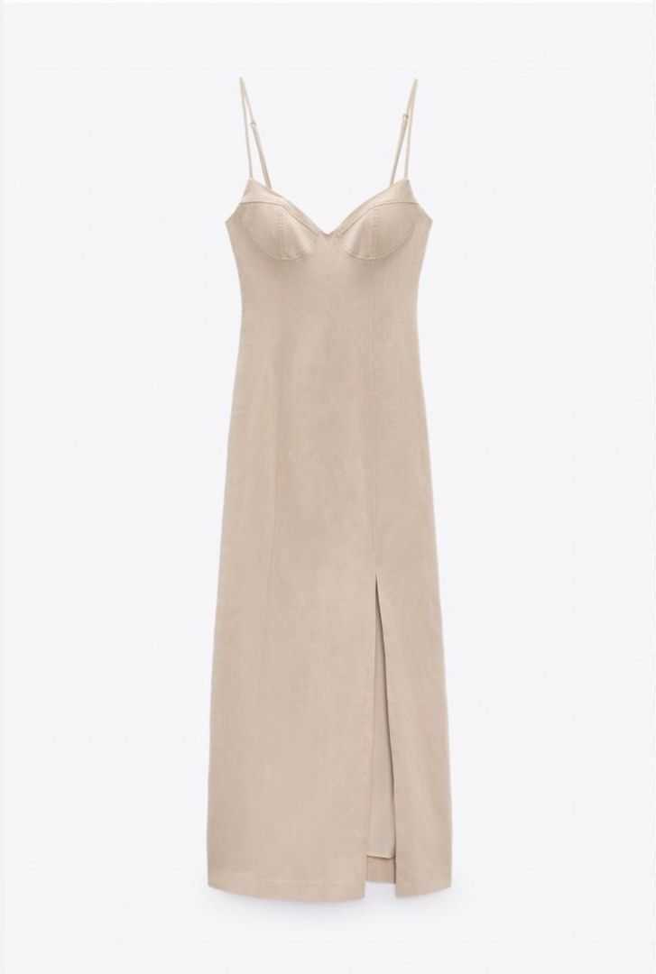 Zara Midi Dress with side slit in Beige, Women's Fashion, Dresses & Sets, Dresses on Carousell Zara Midi Dress with side slit in Beige, Women's Fashion, Dresses & Sets, Dresses on Carousell