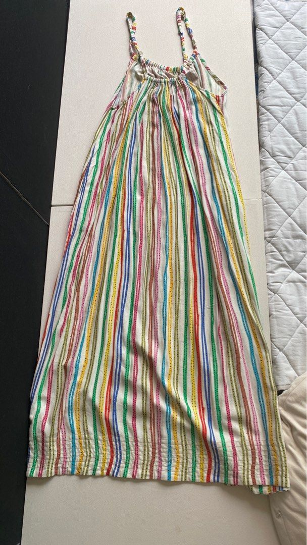 Zara multi coloured rainbow linen dress