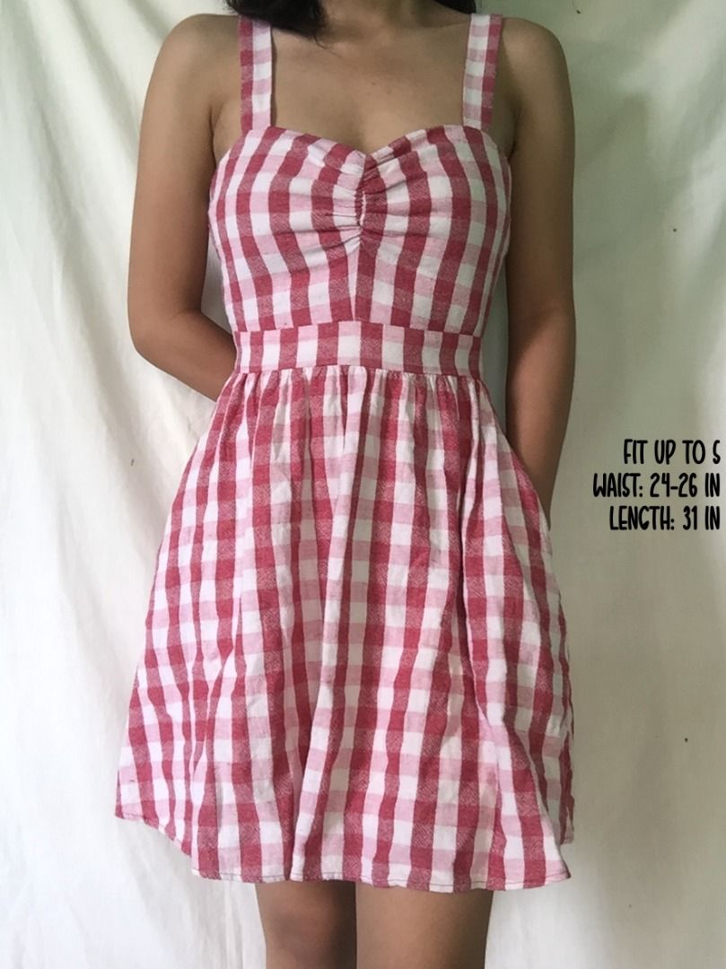 zara pink gingham dress, Women's Fashion, Dresses & Sets, Dresses on  Carousell