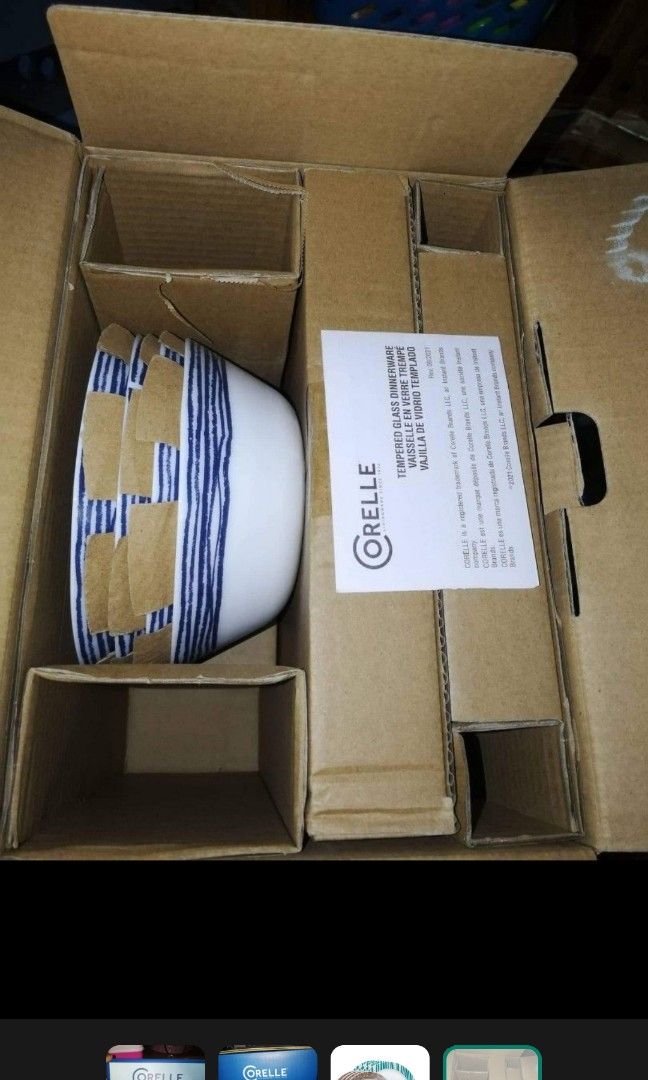 12pc CORELLE GEOMETRICA TEMPERED GLASS BY CHINA (Category: Dinnerware & Cutlery) located in Manila. Submitted by JBAL.GEN.MDSE (Listing ID 1235887157, Image 2). Description: CORELLE GEOMETRICA 12PC SET ⭐ 4PC DINNER PLATES 10.5INCH ⭐ 4PC SALAD PLATES 7.5INCHES ⭐4PC CEREAL BOWLS 18oz. 🔥 ₱ 2,000.00 ONLY ( CORELLE COORDINATE BY CHINA ).