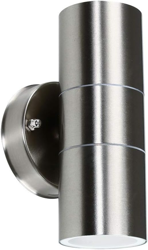 1856) MODERN STAINLESS STEEL OUTDOOR GARDEN UP/DOWN SECURITY WALL LIGHT ...