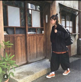 正韓 工裝黑色工作褲 氣球褲 繭型褲