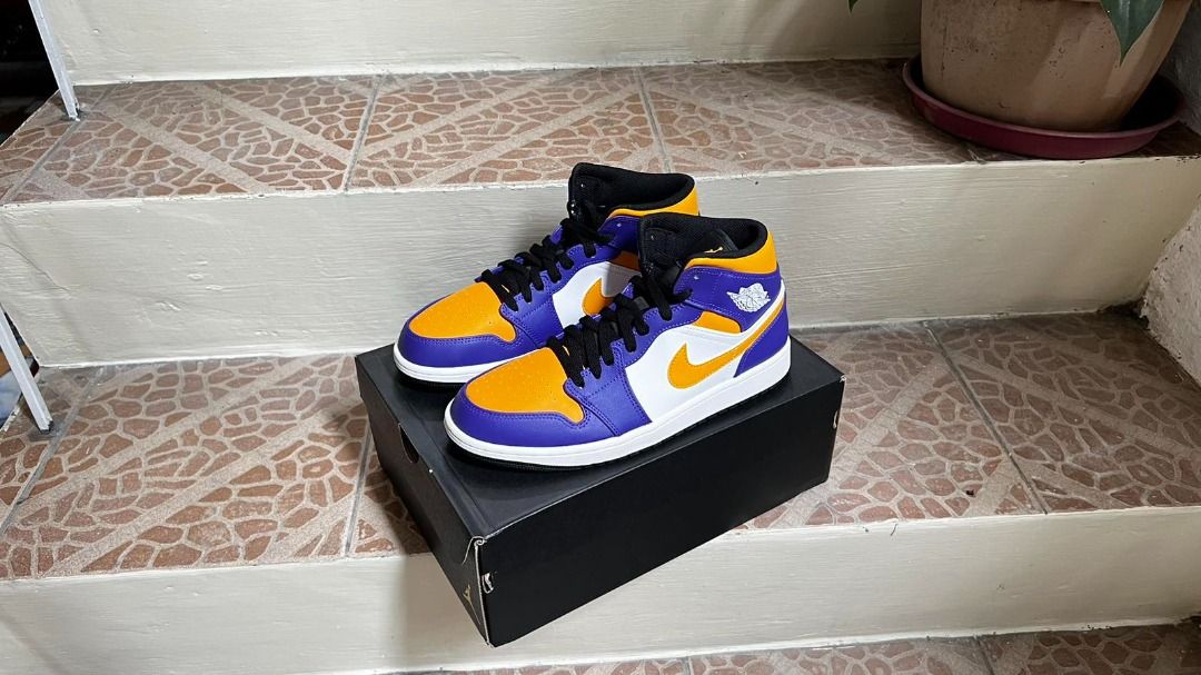 Air Jordan 1 Mid Lakers Men s Fashion Footwear Sneakers on