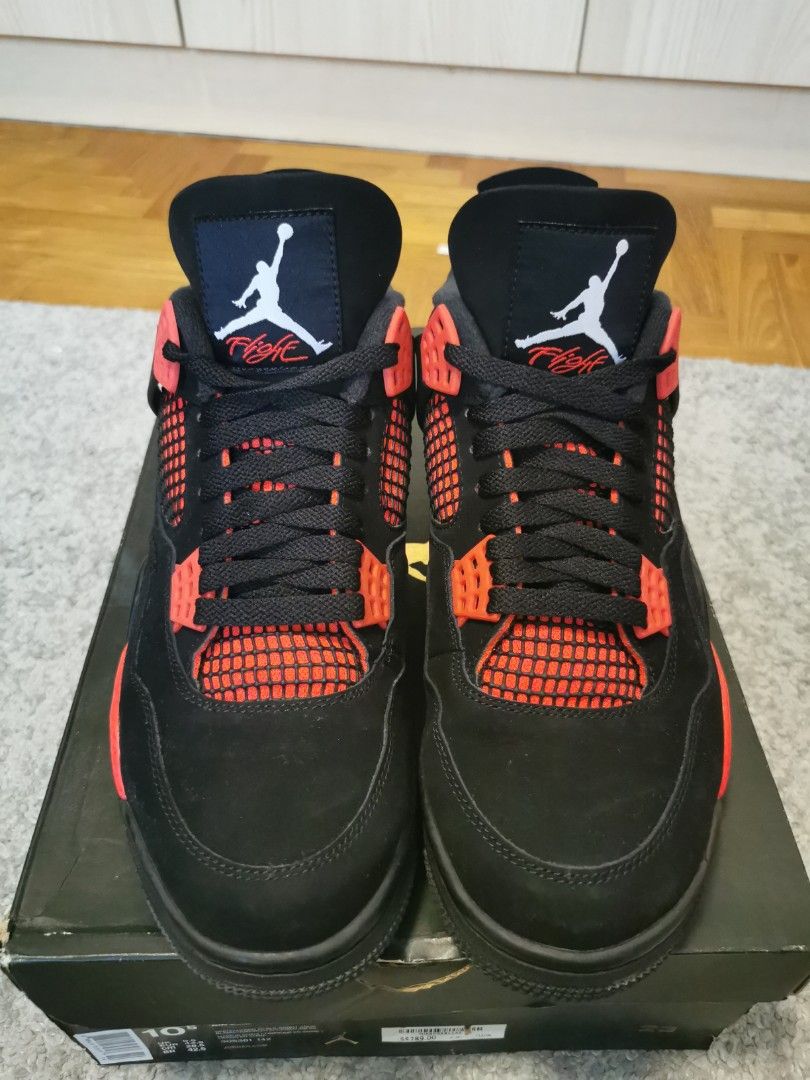 Air Jordan 4 Retro 'Red Thunder', Men's Fashion, Footwear