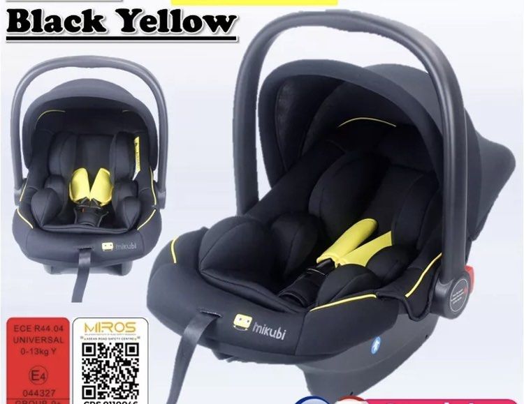 Black and yellow infant sale car seat