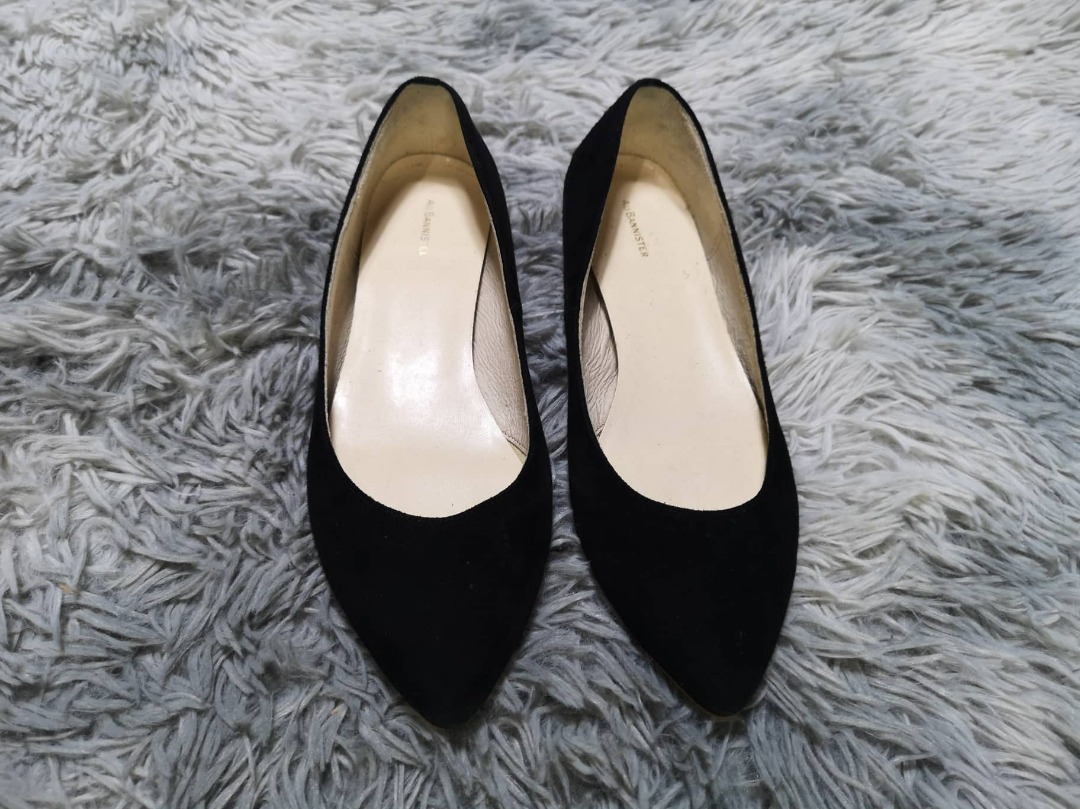 Au Bannister Black Suede Leather Ballet Flats on Carousell