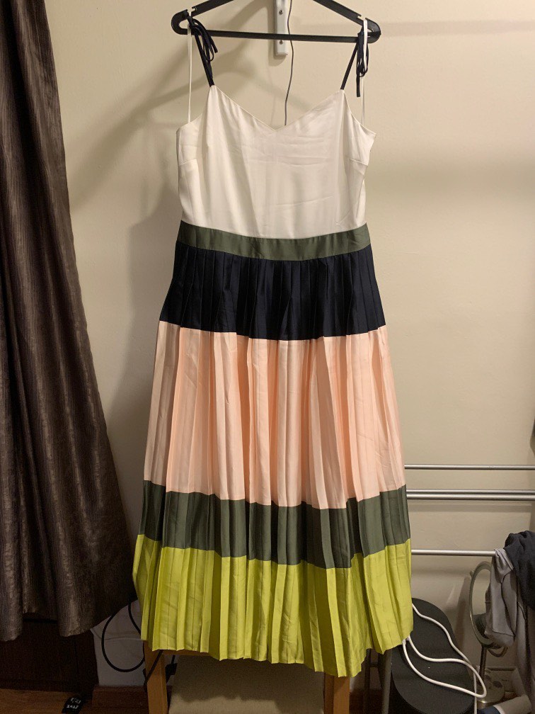 Banana republic colorblock deals pleated midi dress