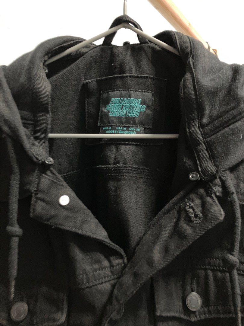 Black Denim Baseball Jacket Pull Bear Men s Fashion Coats