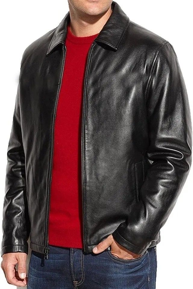 Black Pu leather jacket motorcycle jacket men leather Pu jacket