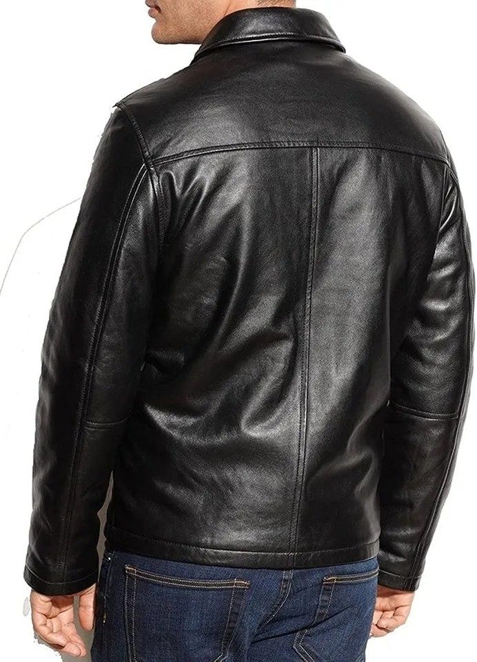 Black Pu leather jacket motorcycle jacket men leather Pu jacket