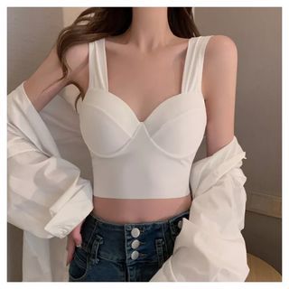 bra bh wanita tanpa kawat bralette busa import sport 1129 @white
