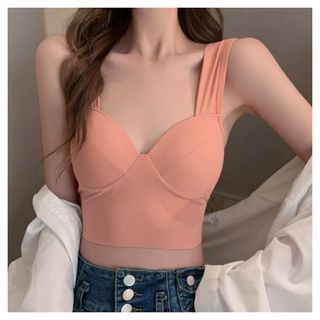 bra bh wanita tanpa kawat bralette busa import sport 1129 @pink