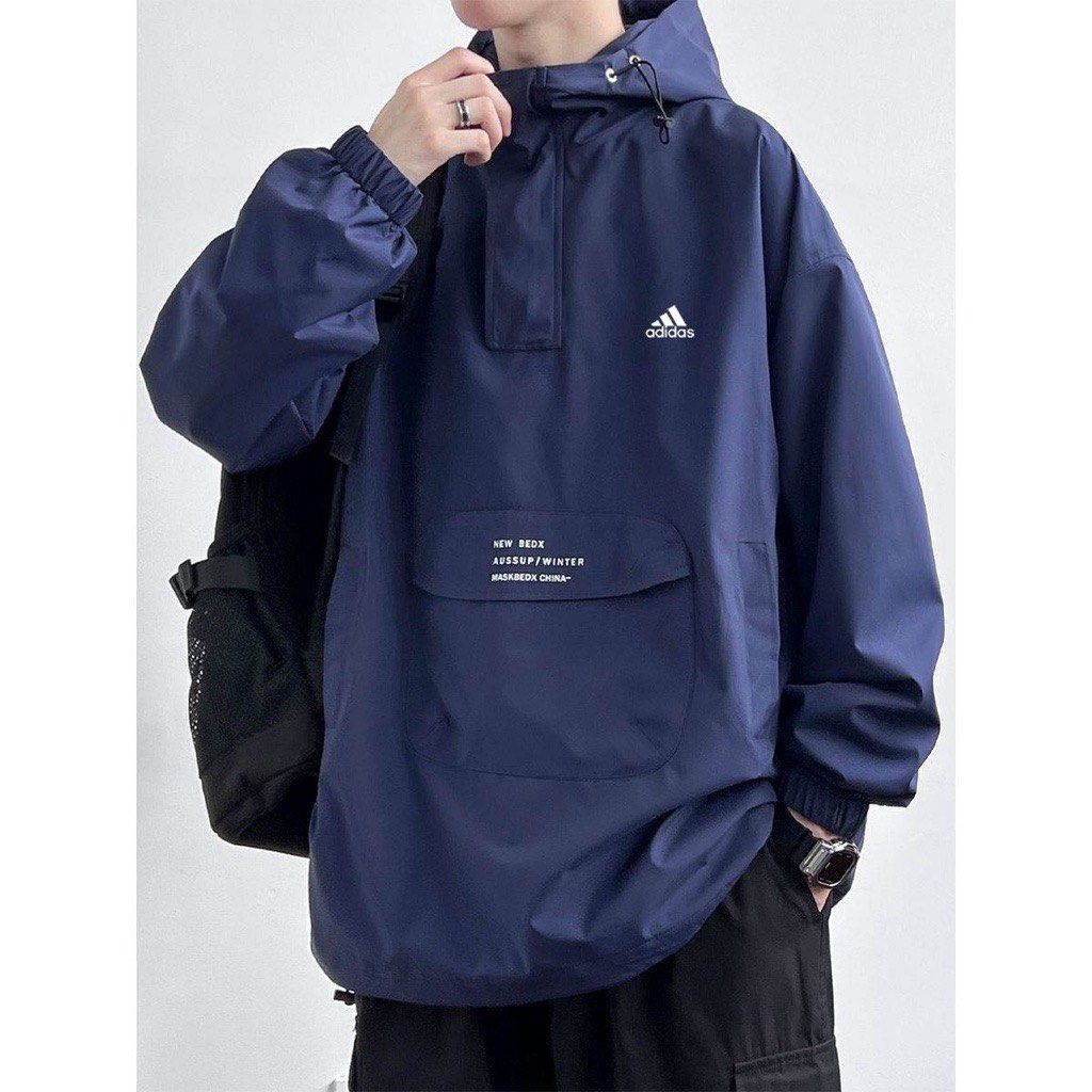 BRAND NEW IN STOCK Adidas Men s Retro Retro Windbreaker Mens Spring and Autumn Loose Fashion Brand Japanese Work Jacket Waterproof and Windproof