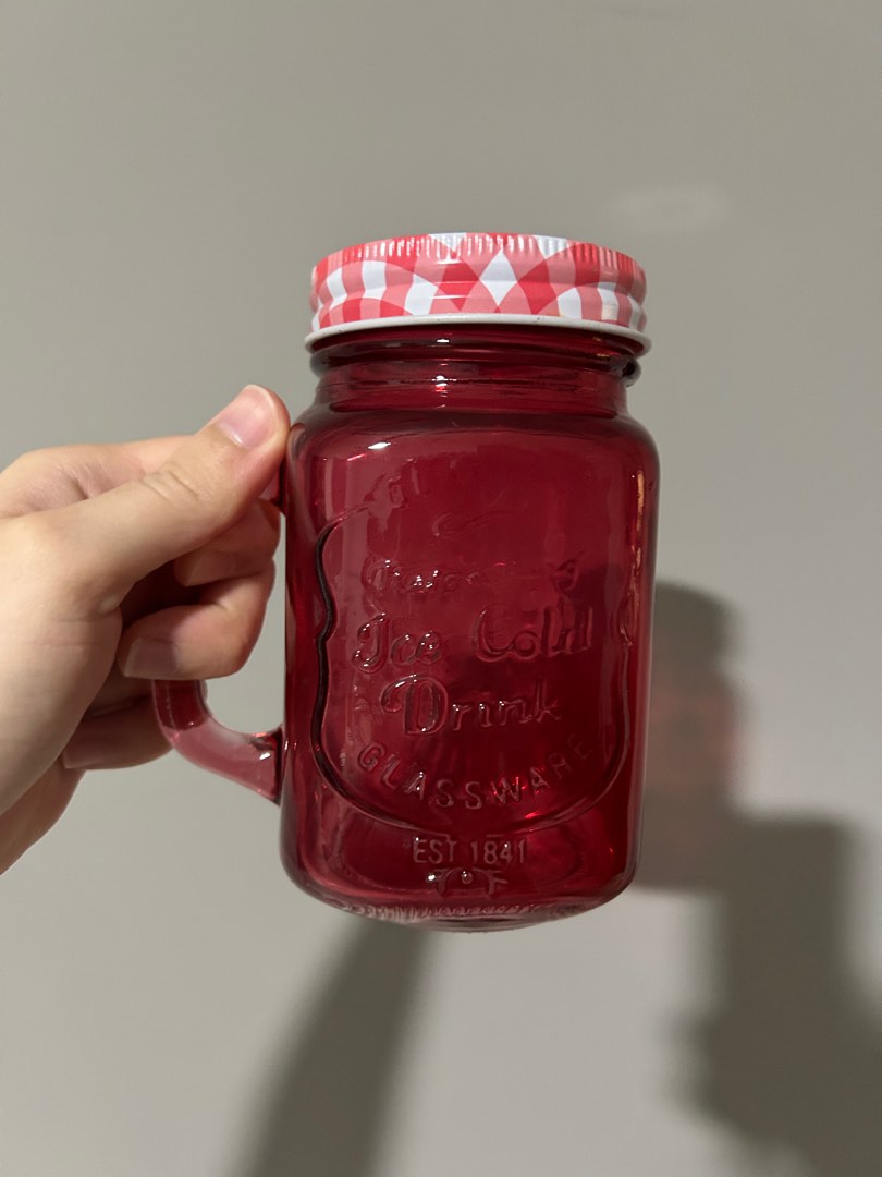 Brand new mason jar with handle and lid, Furniture & Home Living