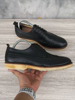 Bright Feather Men Wing Tip Black Leather