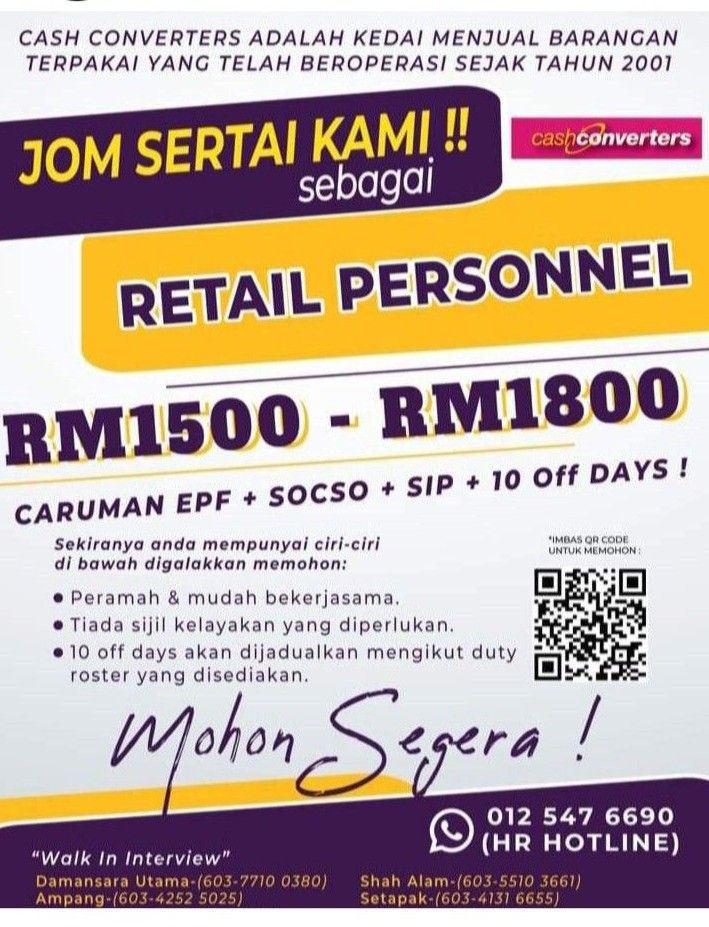 Cash Converters Shah Alam Kerja Kosong / Job Vacancy ,. Looking for a