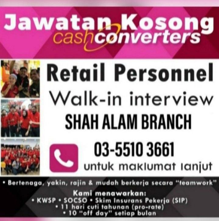 Cash Converters Shah Alam Kerja Kosong / Job Vacancy ,. Looking for a