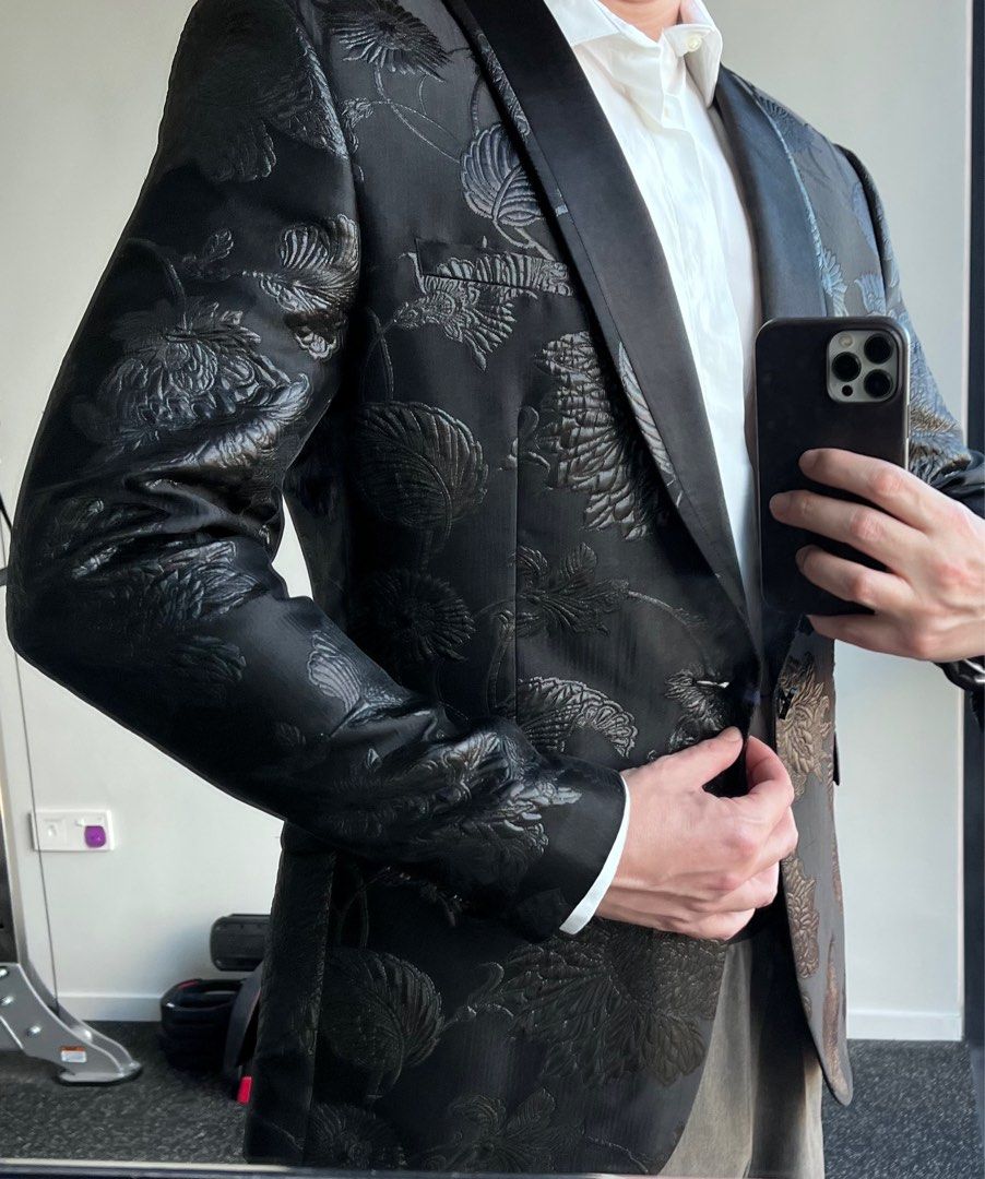 Mens black clearance patterned blazer