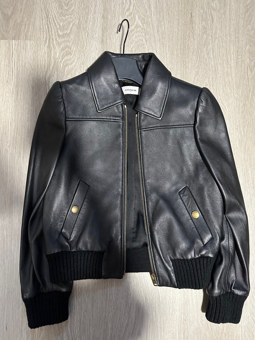 Coach leather bomber jacket online