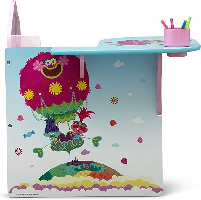 Trolls Storage Delta Trolls World Children Chair Desk with Storage Bin, Furniture ...