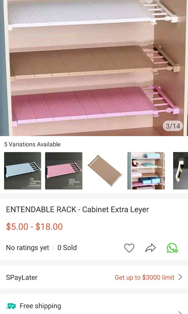 Extendable rack (Category: Food Organisation & Storage) located in Singapore. Submitted by yr_78 (Listing ID 1235948744, Image 1). Description: bought at $18. brand new in wrap..